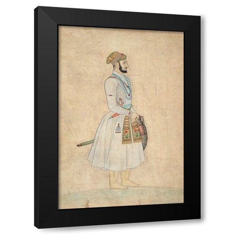 Shah Alam Bahadur Black Modern Wood Framed Art Print with Double Matting by Anon, Mughal c1690