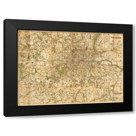 Map of London, 1902 Black Modern Wood Framed Art Print by Bacon, George Washington