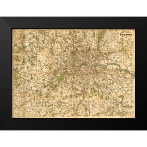 Map of London, 1902 Black Modern Wood Framed Art Print by Bacon, George Washington