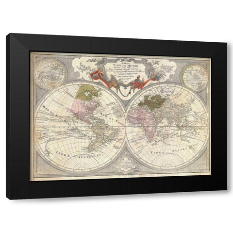Lotter Mappe-Monde Black Modern Wood Framed Art Print by De LIsle, Guillaume