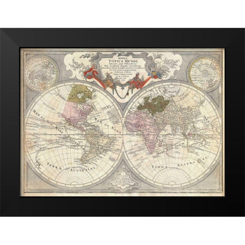Lotter Mappe-Monde Black Modern Wood Framed Art Print by De LIsle, Guillaume