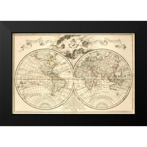 Mappe-Monde, 1720 Black Modern Wood Framed Art Print by De LIsle, Guillaume