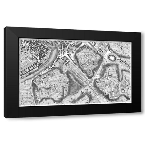 Rome Sectional Map Black Modern Wood Framed Art Print by Nolli, Giovanni Battista