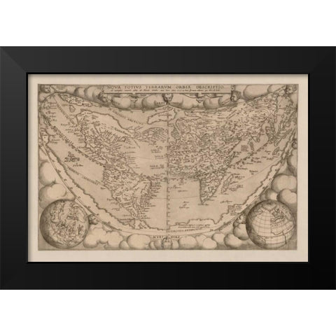 Nova tutius terrarum, 1571 Black Modern Wood Framed Art Print by Ortelius, Abraham