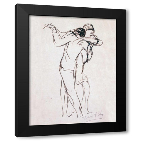 Dancers Black Modern Wood Framed Art Print by Vertes, Marcel
