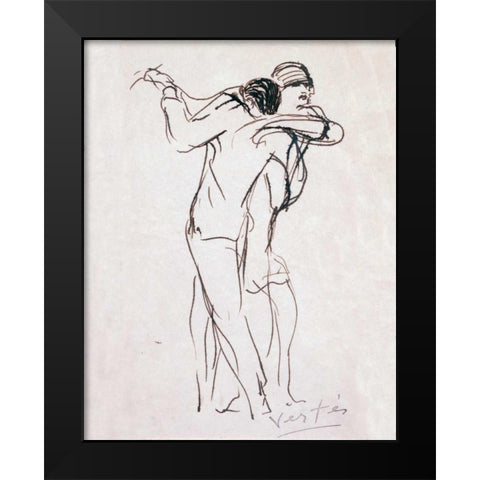 Dancers Black Modern Wood Framed Art Print by Vertes, Marcel