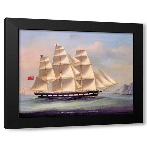 Barque Troas entering Hong Kong Black Modern Wood Framed Art Print with Double Matting by Anonymous, Chinese 1866