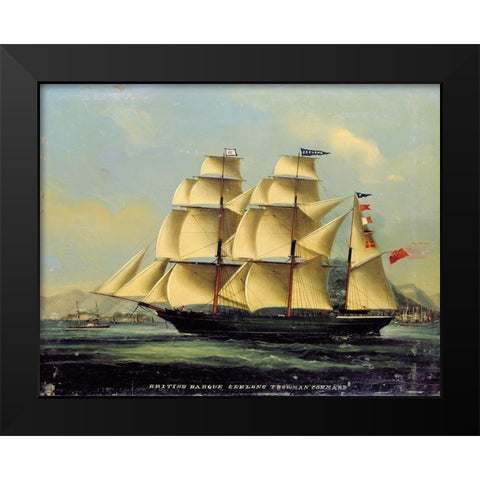 Barque Geelong off Hong Kong Black Modern Wood Framed Art Print by Anon, Chinese 1866