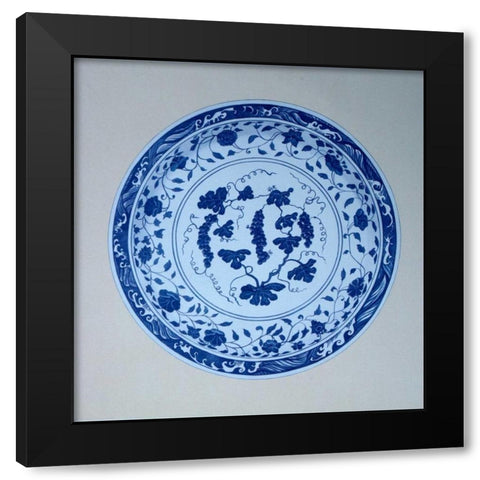 Ming, Vine and Grape Platter Black Modern Wood Framed Art Print with Double Matting by Anderton, Caroline