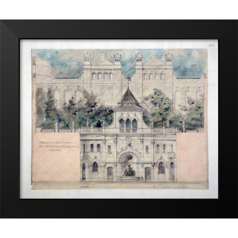 Skyddsmur Garden, Stockholm Black Modern Wood Framed Art Print by Anon, c1900