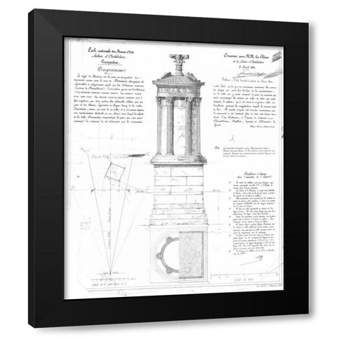 Tower of Lysicrates Black Modern Wood Framed Art Print with Double Matting by Stuart and Revett