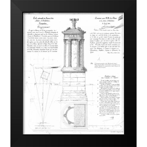 Tower of Lysicrates Black Modern Wood Framed Art Print by Stuart and Revett