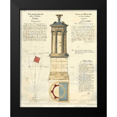 Tower of Lysicrates Black Modern Wood Framed Art Print by Stuart and Revett