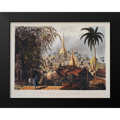 Rangoon, Great Dagon Pagoda Black Modern Wood Framed Art Print by Moore,Ltnt Joseph