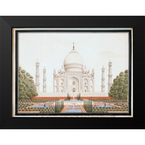The Taj Mahal with Garden Black Modern Wood Framed Art Print by Anon, Mughal 1813
