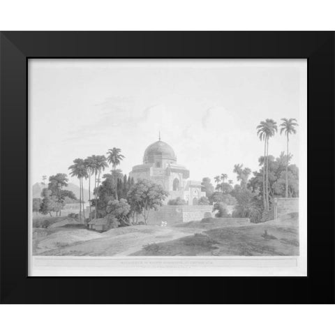 Mausoleum at Chunar Gar Black Modern Wood Framed Art Print by Daniells,Thomas and Wm