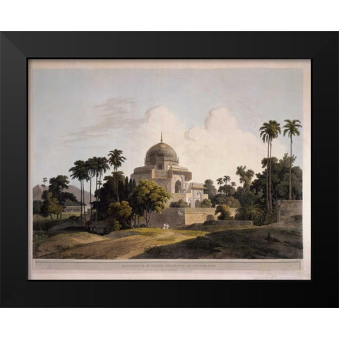 Mausoleum at Chunar Gar Black Modern Wood Framed Art Print by Daniells,Thomas and Wm
