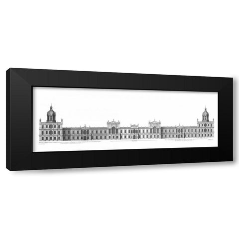 Elevation, Palace of Whitehall towards Park Black Modern Wood Framed Art Print by Campbell, Colin