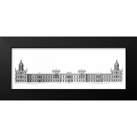 Elevation, Palace of Whitehall towards Park Black Modern Wood Framed Art Print by Campbell, Colin