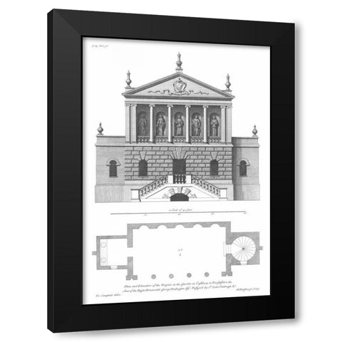 Plan and Elevation, Bagnio Black Modern Wood Framed Art Print with Double Matting by Campbell, Colin