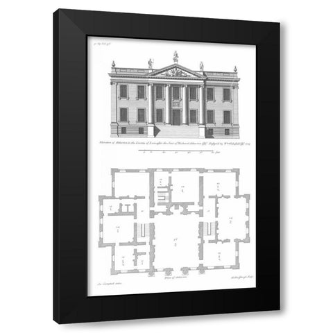 Elevation, Atherton Country House Black Modern Wood Framed Art Print with Double Matting by Campbell, Colin