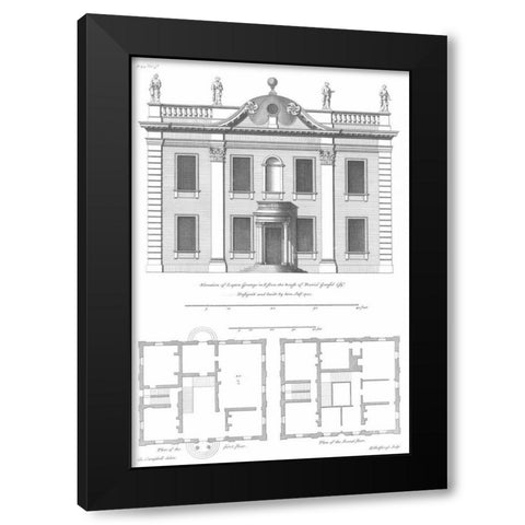 Elevation, Leyton Grange Black Modern Wood Framed Art Print with Double Matting by Campbell, Colin