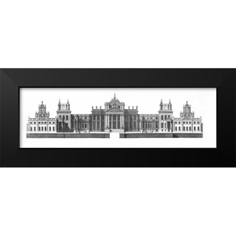 Elevation, North Front Blenheim Palace Black Modern Wood Framed Art Print by Campbell, Colin
