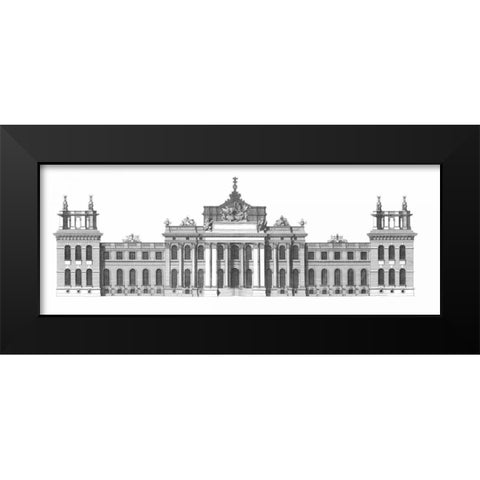Elevation, South Front Blenheim Palace Black Modern Wood Framed Art Print by Campbell, Colin
