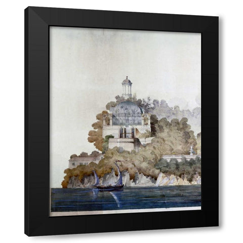 Vast Hostelry, West Elevation Black Modern Wood Framed Art Print with Double Matting by Postolle, Victor