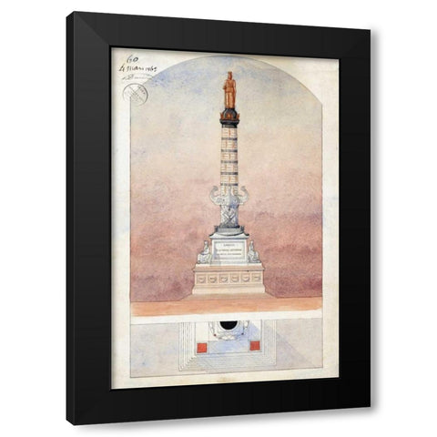 Column of Navarin Black Modern Wood Framed Art Print with Double Matting by Postolle, Victor