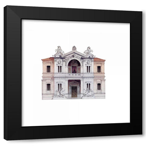 Entrance Detail, Riding Academy Black Modern Wood Framed Art Print by Postolle, Victor