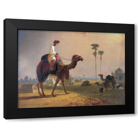 Camel and Rider Black Modern Wood Framed Art Print with Double Matting by Daniell, William