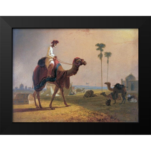 Camel and Rider Black Modern Wood Framed Art Print by Daniell, William