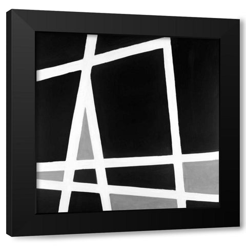 Abstract Shapes Black and White Black Modern Wood Framed Art Print with Double Matting by Atelier B Art Studio