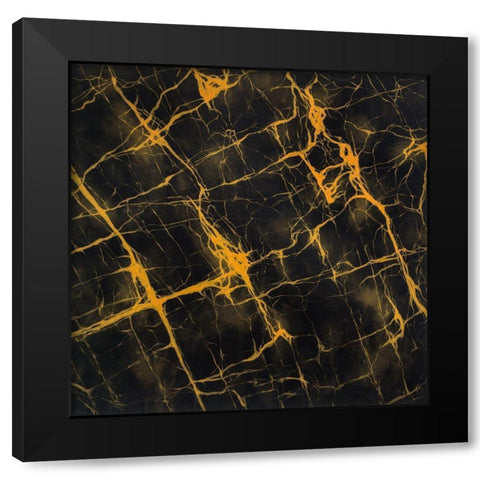 BLACK AND GOLD MARBLE Black Modern Wood Framed Art Print with Double Matting by Atelier B Art Studio