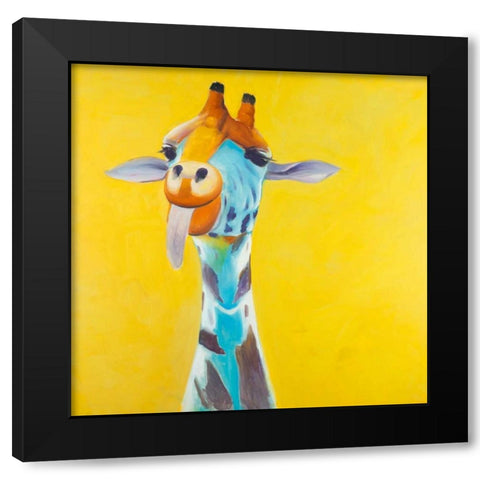 Fun Giraffe Black Modern Wood Framed Art Print by Atelier B Art Studio