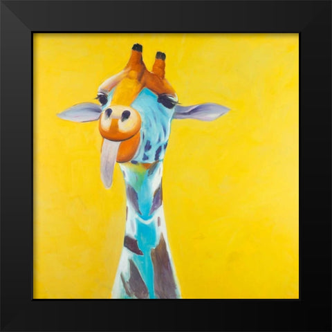 Fun Giraffe Black Modern Wood Framed Art Print by Atelier B Art Studio