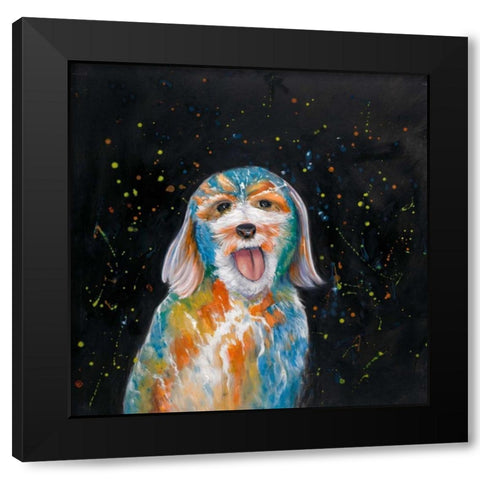 Colorful Labradoodle Dog Black Modern Wood Framed Art Print with Double Matting by Atelier B Art Studio