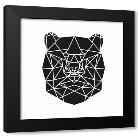 Geometric Bear Head Black Modern Wood Framed Art Print with Double Matting by Atelier B Art Studio
