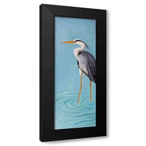 Grey Heron Black Modern Wood Framed Art Print by Atelier B Art Studio
