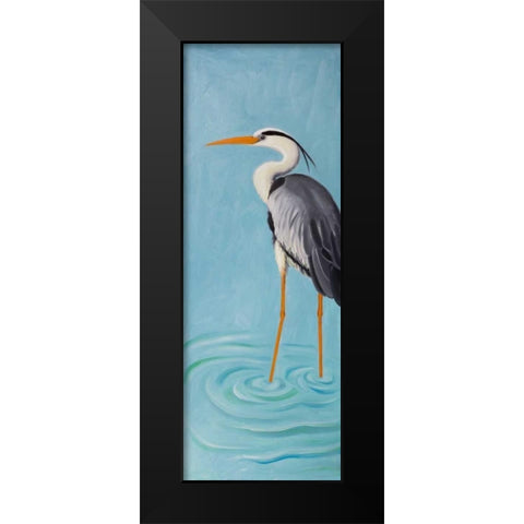 Grey Heron Black Modern Wood Framed Art Print by Atelier B Art Studio