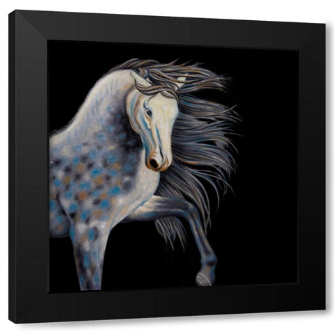 Abstract Horse Black Modern Wood Framed Art Print by Atelier B Art Studio