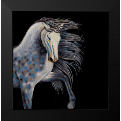 Abstract Horse Black Modern Wood Framed Art Print by Atelier B Art Studio