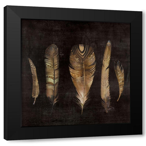 BROWN FEATHER SET Black Modern Wood Framed Art Print with Double Matting by Atelier B Art Studio