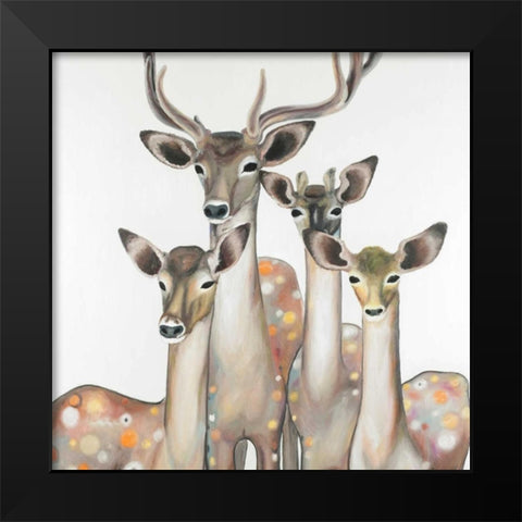 Group of Abstract Deers Black Modern Wood Framed Art Print by Atelier B Art Studio