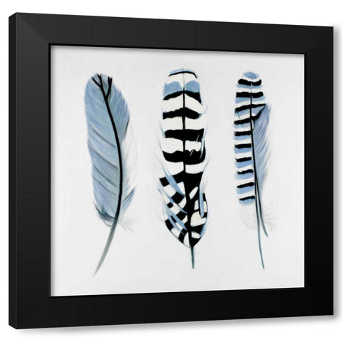 Delicate Feathers Black Modern Wood Framed Art Print with Double Matting by Atelier B Art Studio