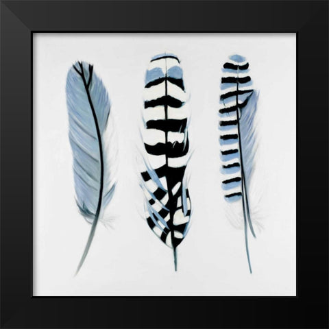 Delicate Feathers Black Modern Wood Framed Art Print by Atelier B Art Studio