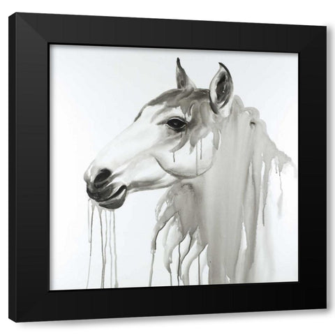 Beautiful White Horse Black Modern Wood Framed Art Print by Atelier B Art Studio