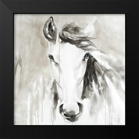 Beautiful Abstract Horse Black Modern Wood Framed Art Print by Atelier B Art Studio