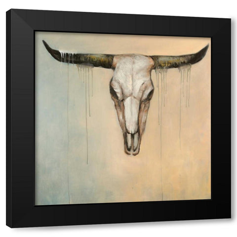 Bull Skull Black Modern Wood Framed Art Print by Atelier B Art Studio